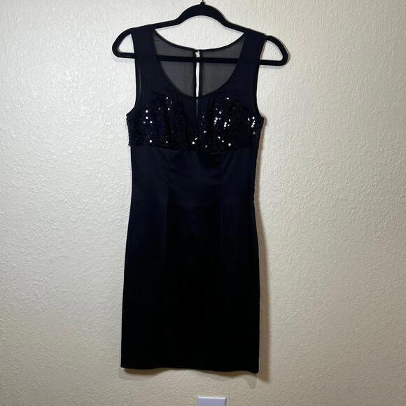 Betsy Johnson satin‎ and sequin little black dress size 4 NWOT - Picture 1 of 8
